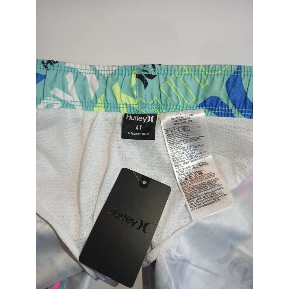 Hurley Boys Swim Trunks 4T Multicolor Logo Board Shorts New With Tags
